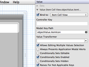 Xcode bind icon view to item cell thumb